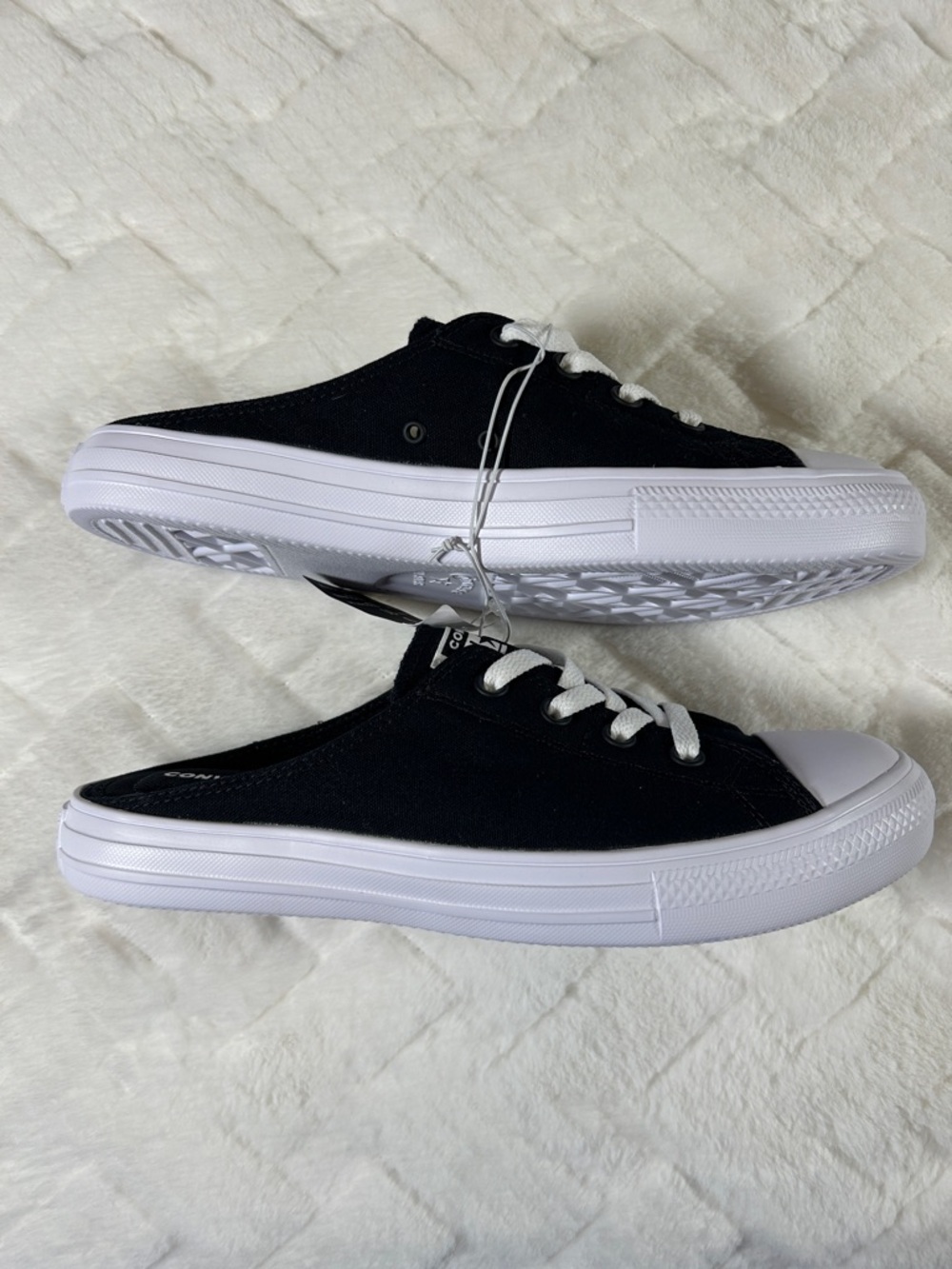 NWT Converse Black and White Canvas Slip-On Lace Sneakers size women’s 11 - Picture 5 of 7